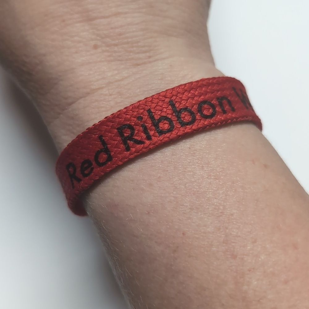 532 Red "Red‎ Ribbon Week" Cuff Bracelet